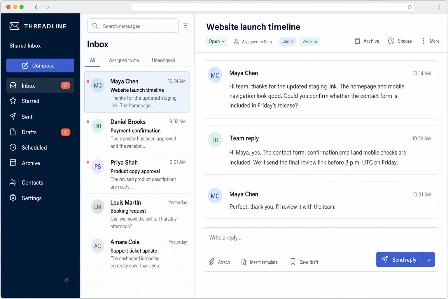 Email operations dashboard preview