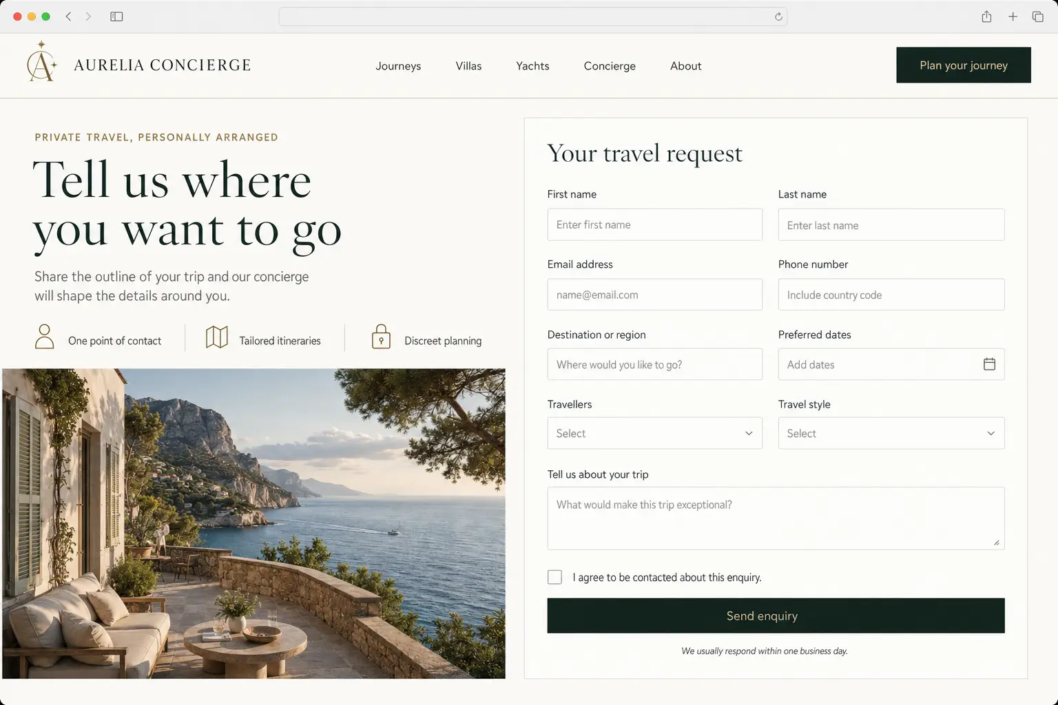Luxury travel concierge preview
